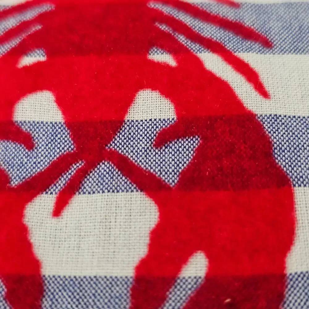 TALBOTS Nautical Preppy Striped White & Blue Red Velvety Lobster Scarf  73 x 28
